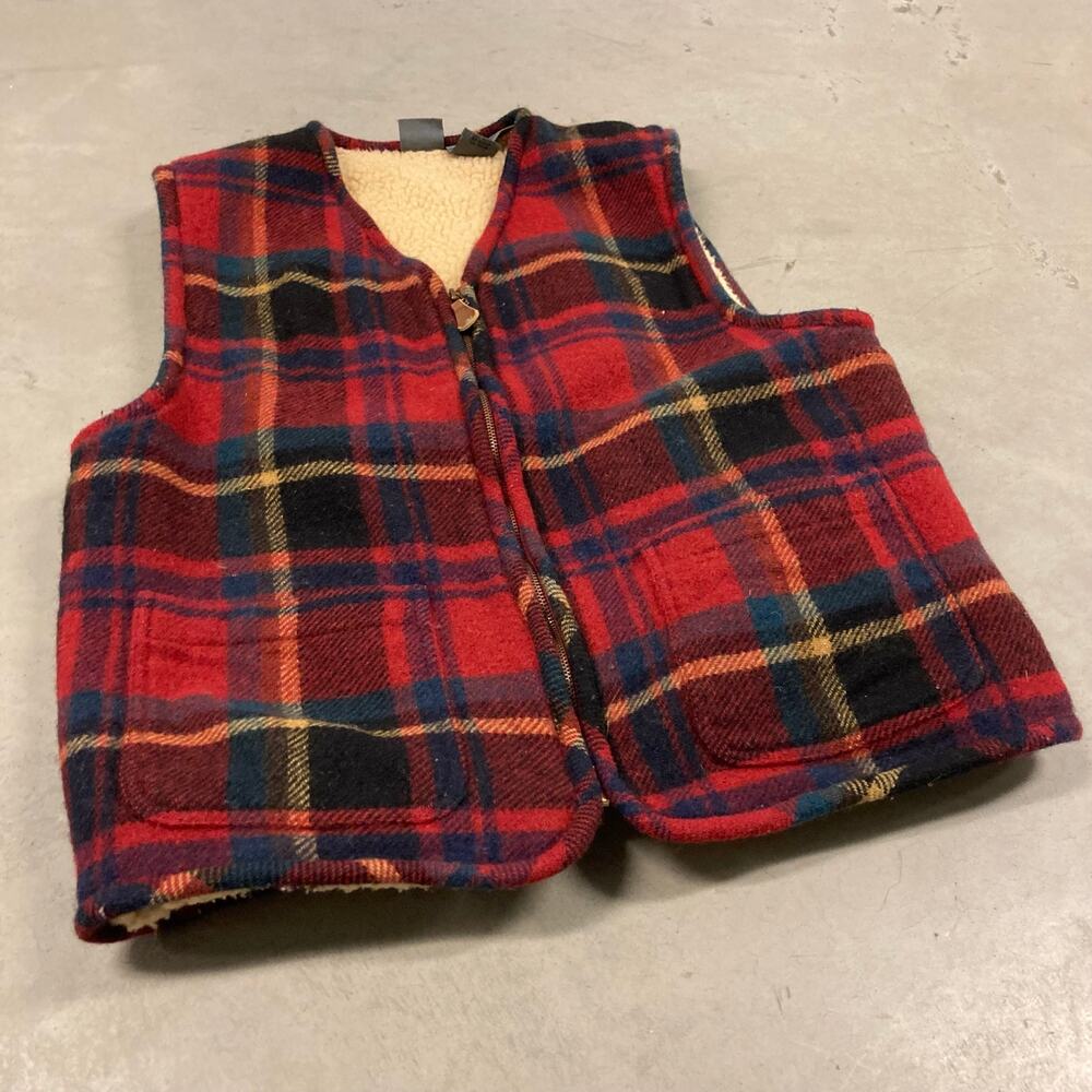 Y2K flannel Sherpa lined vest jacket